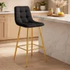 Scaun de bucatarie/bar, Artool, Arceto, catifea neagra, picioare metal auriu, 43.5x49x102 cm