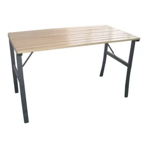 Masa gradina/terasa pentru exterior, lemn si otel, maro, 120x60x71 cm, Chomik