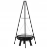 Gratar de gradina cu carbuni, grill rotund, trepied ajustabil, 64.5x64.5x150 cm, Chomik