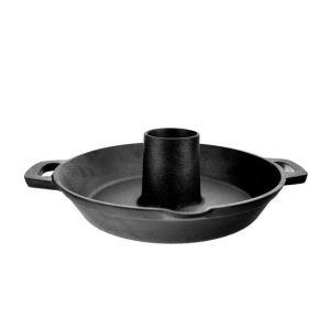 Tigaie fonta cu suport pentru pui la cuptor/gratar