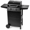 Gratar gradina, grill dreptunghiular, cu gaz, 2 arzatoare, cu roti, capac, rafturi, 96x50x100 cm, BBQ Andora