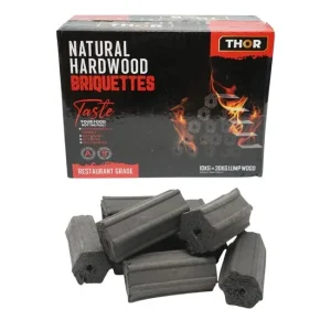 Carbuni pentru gratar, brichetati, hexagonali, din lemn de esenta tare, ardere 5 ore, 10 kg, Thor
