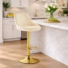 Scaun de bucatarie/bar, Artool, Kast, rotativ, catifea bej, picior metal auriu, 45.5x49x85-105 cm