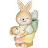 Decoratiune gradina, ceramica, solara, iepuras cu pui si cos cu ou, LED, 17.8x25.5x39 cm, MagicHome