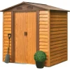 Casuta/magazie/sopron de gradina pentru depozitare unelte, metal, maro natur, 193x152x203 cm, Strend Pro