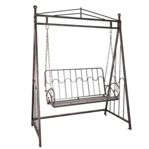 Balansoar gradina, metalic, cu arcada, pergola, 2 locuri, bronz antic, 162x90x205 cm, Don