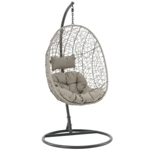 Scaun leagan suspendat, Chomik, Sally, ratan sintetic, gri, max 150 kg