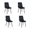 Set 4 scaune bucatarie/living, Artool, Libra, catifea neagra, picioare metal negru, 44x40x88.5 cm