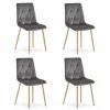 Set 4 scaune bucatarie/living, Artool, Libra, catifea gri, picioare metal natur, 45x54x86.5 cm