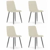 Set 4 scaune bucatarie/living, Artool, Kara, catifea bej, picioare metal negru, 44.5x50.5x87 cm