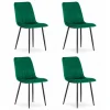 Set 4 scaune bucatarie/living, Artool, Lava, catifea verde, picioare metal negru, 43x51x90 cm