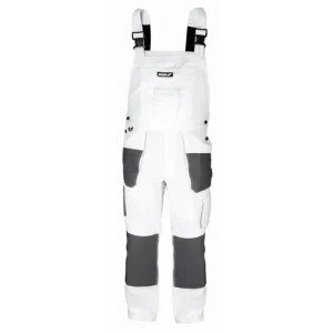 Pantaloni de lucru cu pieptar, salopeta, alb, model White Line, marimea XXL/58, Dedra