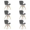Set 6 scaune bucatarie/living, Artool, Lago Velvet, catifea gri, picioare lemn natur, 48x52.5x74 cm