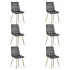 Set 6 scaune bucatarie/living, Artool, Libra, catifea gri, picioare metal natur, 45x54x86.5 cm