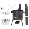 Set soba cu ceaun/tuci, cu burlane, 42 cm, ceaun de 22 L, polonic, lingura de lemn, Artool