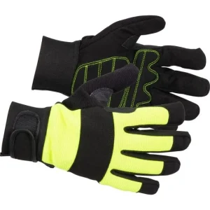 Manusi piele sintetica, spandex, intarite, negru si galben, marimea 09/L, Strend Pro Zarso