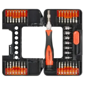 Set varfuri, biti, cu surubelnita, 37 buc, Torx, plate, Phillips, Strend Pro