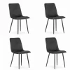 Set 4 scaune bucatarie/living, Artool, Lava, catifea neagra, picioare metal negru, 43x51x90 cm