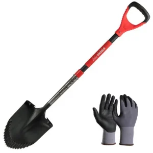 Set harlet, cazma, ascutit, margini zimtate, maner fibra sticla, 115 cm, cu manusi, RedShark