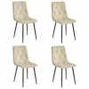 Set 4 scaune bucatarie/living, Artool, Libra, catifea bej, picioare metal negru, 44x40x88.5 cm