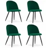 Set 4 scaune bucatarie/living, Artool, Bello, catifea verde, picioare metal negru, 46x42.5x76.5 cm
