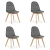Set 4 scaune bucatarie/living, Artool, Bora, catifea gri inchis, picioare lemn natur, 44.5x54x81.5 cm