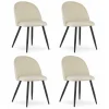 Set 4 scaune bucatarie/living, Artool, Bello, catifea bej, picioare metal negru, 46x42.5x76.5 cm