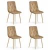 Set 4 scaune bucatarie/living, Artool, Libra, catifea maro, picioare metal natur, 45x54x86.5 cm