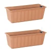 Set 2 jardiniere pentru flori cu sistem irigatie, maro, 11 L, 60x18x14 cm