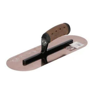 Gletiera inox, intarita, rotunjita, Premium Gold, 35.6x12 cm x 0.65 mm, maner piele Alcantara, Olejnik