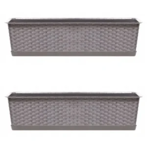 Set 2 jardiniere decorative, Ratolla Case P, cafeniu, 68.5x17.3x15 cm