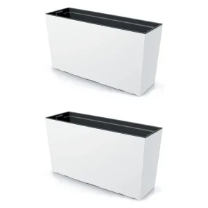 Set 2 jardiniere decorative, Urbi Case M, alb, 77x23.5x40.6 cm, 27 L