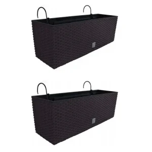 Set 2 jardiniere decorative, suport metalic, Rato Case W, maro, 58x18x19.5 cm