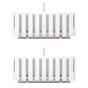 Set 2 jardiniere decorative, suport metalic, sistem de irigare, Boardee Fencycase W, alb, 38x18x16.2 cm