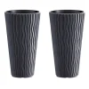 Set 2 ghivece de flori, Sandy Slim, rotunde, inalte, 34.9x62 cm, antracit, Prosperplast
