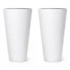 Set 2 ghivece de flori, Matuba Slim, rotunde, inalte, 30x55 cm, alb, Prosperplast