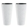 Set 2 ghivece de flori, Sandy Slim, rotunde, inalte, 29.7x53.1 cm, alb, Prosperplast