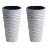 Set 2 ghivece de flori, Sand Slim, rotunde, inalte, 39x75 cm, alb, Prosperplast