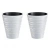 Set 2 ghivece de flori, Sand, rotunde, 38.8x43.6 cm, alb, Prosperplast