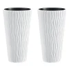 Set 2 ghivece de flori, Sandy Slim, rotunde, inalte, 39x70.8 cm, alb, Prosperplast