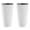 Set 2 ghivece de flori, Sandy Slim, rotunde, inalte, 34.9x62 cm, alb, Prosperplast