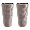 Set 2 ghivece de flori, Sandy Slim, rotunde, inalte, 29.7x53.1 cm, cafeniu, Prosperplast
