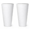 Set 2 ghivece de flori, Matuba Slim, rotunde, inalte, 40x78 cm, alb, Prosperplast
