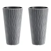 Set 2 ghivece de flori, Sandy Slim, rotunde, inalte, 29.7x53.1 cm, gri, Prosperplast