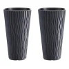 Set 2 ghivece de flori, Sandy Slim, rotunde, inalte, 29.7x53.1 cm, antracit, Prosperplast