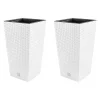 Set 2 ghivece de flori, Rato, imitatie ratan, inalte, 22.5x22.5x42 cm, alb, Prosperplast