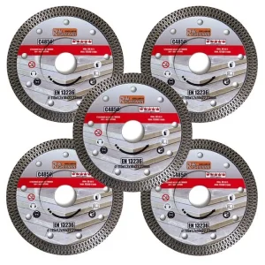 Set 5 discuri diamantate turbo subtire, placi ceramice, taiere umeda si uscata, 115 mm/22.23 mm, Richmann Exclusive