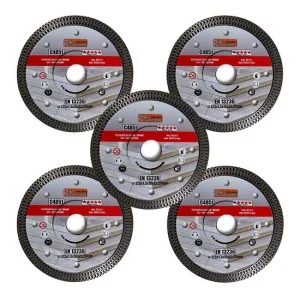 Set 5 discuri diamantate turbo subtire, ceramica, taiere umeda si uscata, 125 mm/22.23 mm, Richmann Exclusive