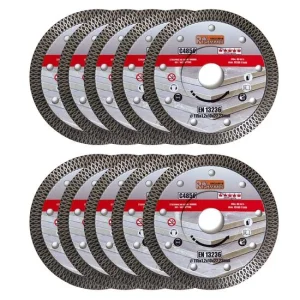 Set 10 discuri diamantate turbo subtire, placi ceramice, taiere umeda si uscata, 115 mm/22.23 mm, Richmann Exclusive