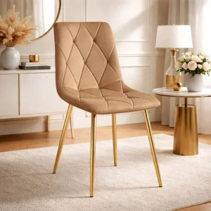 Scaun bucatarie/living, Artool, Libra, catifea maro, picioare metal auriu, 45x54x86.5 cm